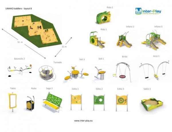 Проект за детска площадка (1-6 год) LIMAKO 8-уреди