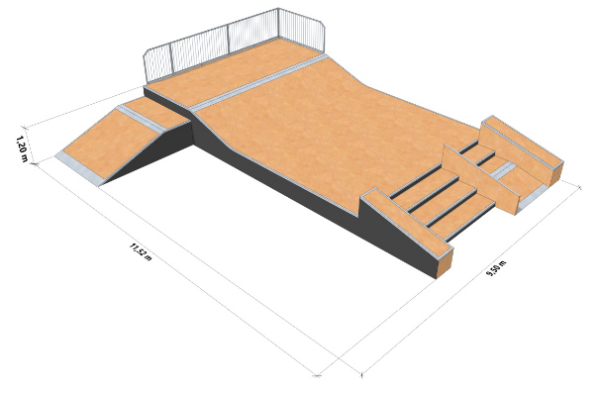 Изглед на модулен скейтборд парк MSP16