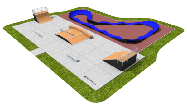 Комбинирано съоръжение: Скейтборд парк с тренировъчно трасе SP93